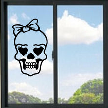 Load image into Gallery viewer, Girl Skull Face With Bow Vinyl Decal