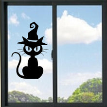 Load image into Gallery viewer, Cat With Witches Hat Vinyl Decal