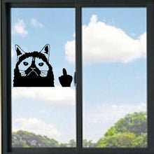 Load image into Gallery viewer, Grumpy Cat Giving The Middle Finger Funny Vinyl Decal