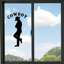 Load image into Gallery viewer, Cowboy Leaning With Words Vinyl Decal