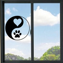 Load image into Gallery viewer, Ying Yang Paw Print And Heart Vinyl Decal
