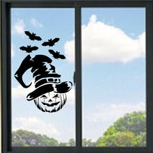 Load image into Gallery viewer, Pumpkin Head With A Hat And Bats Vinyl Decal
