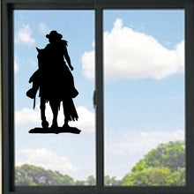 Load image into Gallery viewer, Cowgirl Riding Horse Vinyl Decal