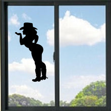 Load image into Gallery viewer, Thick Cowgirl Blowing Kiss Silhouette Vinyl Decal