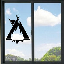 Load image into Gallery viewer, Teepee/Tent And Campfire Vinyl Decal