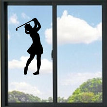 Load image into Gallery viewer, Lady Swinging Golf Club Vinyl Decal