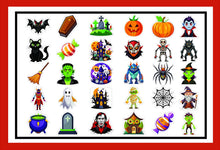 Load image into Gallery viewer, Printed Colored Halloween Sticker Set 9 x 12 inch Sheet 30 Different Stickers