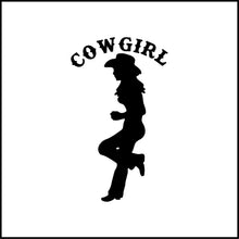 Load image into Gallery viewer, Cowgirl Leaning With Words Vinyl Decal