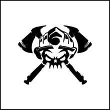 Load image into Gallery viewer, Firefighter Skull With Axes Vinyl Decal