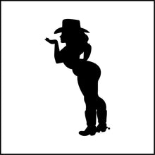 Load image into Gallery viewer, Thick Cowgirl Blowing Kiss Silhouette Vinyl Decal