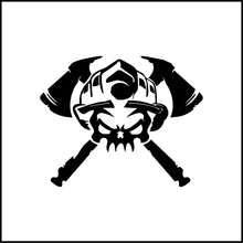 Load image into Gallery viewer, Firefighter Skull With Axes Vinyl Decal