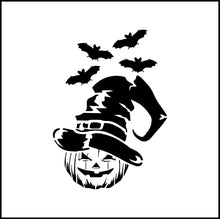 Load image into Gallery viewer, Pumpkin Head With A Hat And Bats Vinyl Decal