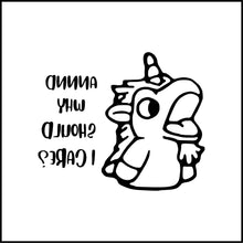 Load image into Gallery viewer, Unicorse Unicorn And Why Should I Care? Bluey Cartoon Vinyl Decal
