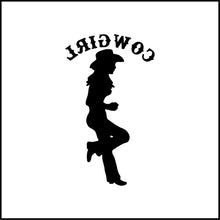 Load image into Gallery viewer, Cowgirl Leaning With Words Vinyl Decal