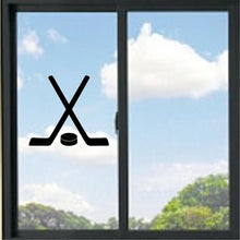 Load image into Gallery viewer, Crossed Hockey Sticks And Puck Vinyl Decal