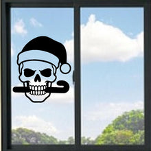 Load image into Gallery viewer, Skull With Santa Clause Hat And Candy Cane Vinyl Decal