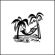 Load image into Gallery viewer, Beach Scene With Hammock Vinyl Decal