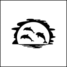 Load image into Gallery viewer, Dolphins/Whales In a Sunset Vinyl Decal