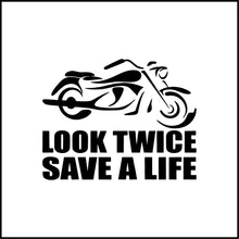 Load image into Gallery viewer, Look Twice Save A Life Motorcycle Vinyl Decal