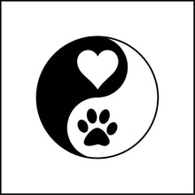 Load image into Gallery viewer, Ying Yang Paw Print And Heart Vinyl Decal