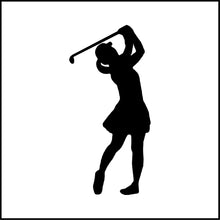 Load image into Gallery viewer, Lady Swinging Golf Club Vinyl Decal