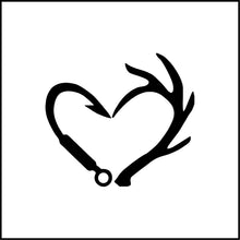 Load image into Gallery viewer, Hunting/Fishing Heart Symbol Vinyl Decal