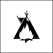 Load image into Gallery viewer, Teepee/Tent And Campfire Vinyl Decal