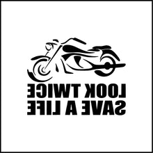 Load image into Gallery viewer, Look Twice Save A Life Motorcycle Vinyl Decal