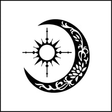 Load image into Gallery viewer, Sun Compass And Crescent Moon Vinyl Decal