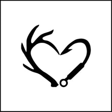 Load image into Gallery viewer, Hunting/Fishing Heart Symbol Vinyl Decal