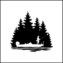 Load image into Gallery viewer, Fisherman And Boat Silhouette Vinyl Decal