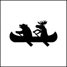 Load image into Gallery viewer, Moose And Bear Rowing Canoe Vinyl Decal
