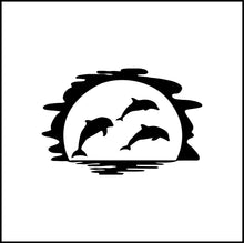 Load image into Gallery viewer, Dolphins/Whales In a Sunset Vinyl Decal