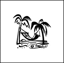 Load image into Gallery viewer, Beach Scene With Hammock Vinyl Decal