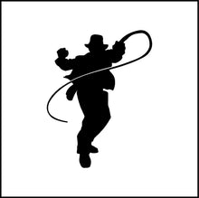 Load image into Gallery viewer, Indiana Jones Silhouette With Whip Vinyl Decal