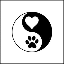 Load image into Gallery viewer, Ying Yang Paw Print And Heart Vinyl Decal