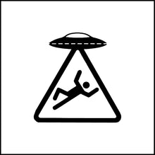 Load image into Gallery viewer, Alien Space Ship Abducting Human Vinyl Decal