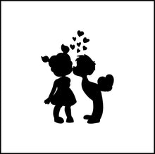 Load image into Gallery viewer, Cute Little Boy Kissing Little Girl Vinyl Decal