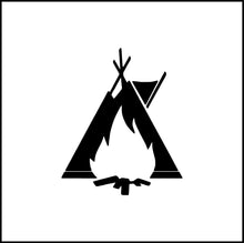 Load image into Gallery viewer, Teepee/Tent And Campfire Vinyl Decal