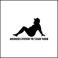 Load image into Gallery viewer, Chubby Guy Body Built By Wifeys Cooking Mudflap Guy Vinyl Decal