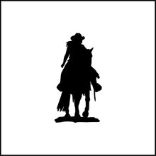 Load image into Gallery viewer, Cowgirl Riding Horse Vinyl Decal
