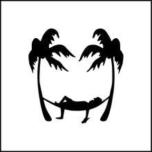 Load image into Gallery viewer, Beach Bum Palm Trees Hammock Vinyl Decal