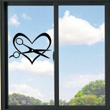 Load image into Gallery viewer, Love For Hairdressing Heart And Scissors Vinyl Decal
