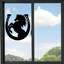 Load image into Gallery viewer, Horse Inside Horseshoe Silhouette Vinyl Decal
