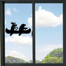 Load image into Gallery viewer, Moose And Bear Rowing Canoe Vinyl Decal
