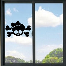Load image into Gallery viewer, Skull With Bow Cross And Bones Vinyl Decal
