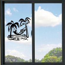 Load image into Gallery viewer, Beach Scene With Hammock Vinyl Decal
