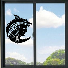 Load image into Gallery viewer, Native American Indigenous Face And Wolf Vinyl Decal
