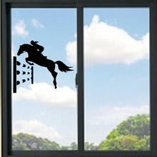 Load image into Gallery viewer, Horse Rider Jumping Fence Equestrian Vinyl Decal
