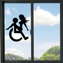 Load image into Gallery viewer, Handicapped Wheelchair Girl On Guy Funny Vinyl Decal

